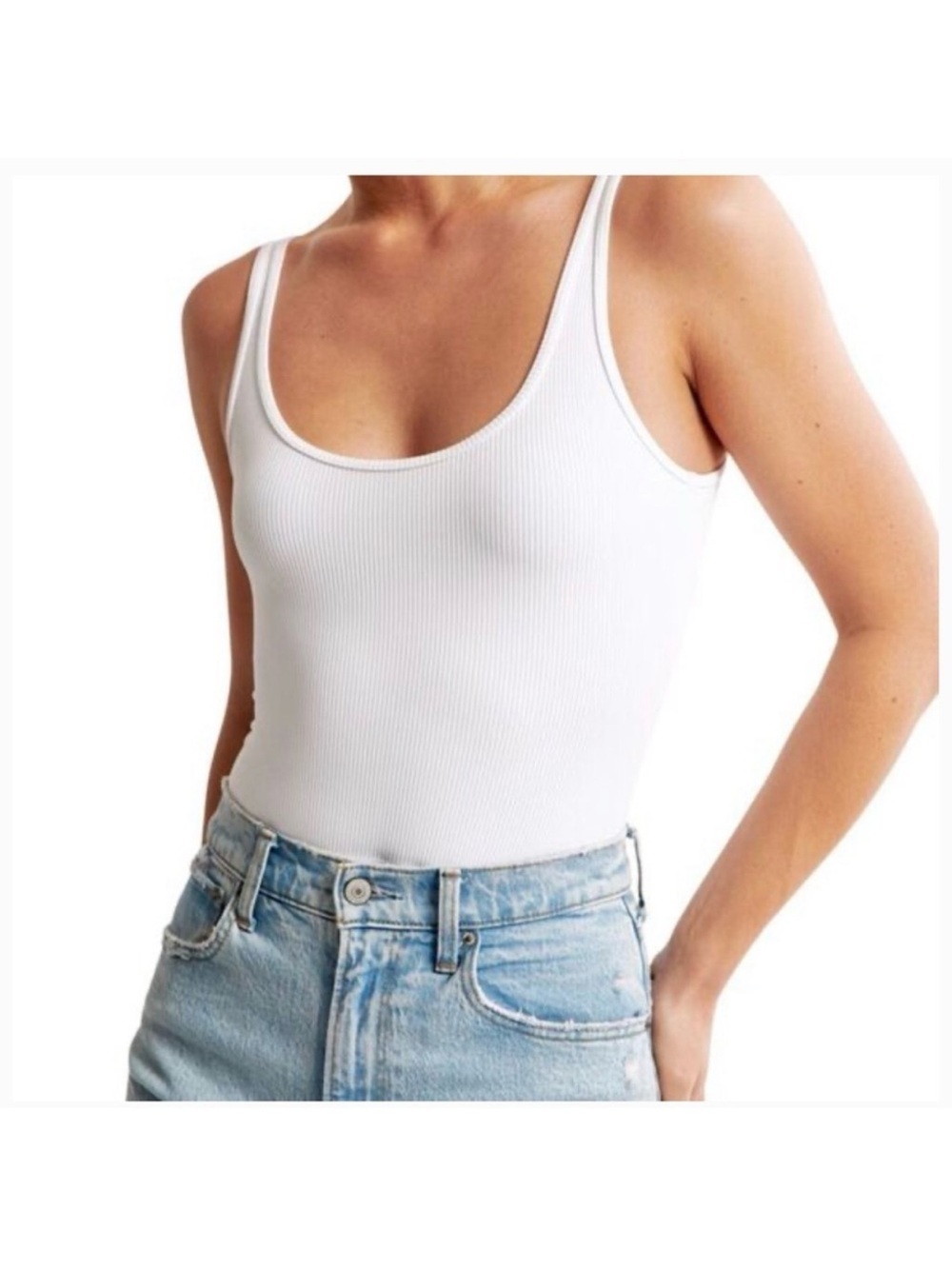 Abercrombie & Fitch NWT White Ribbed Tank Bodysuit